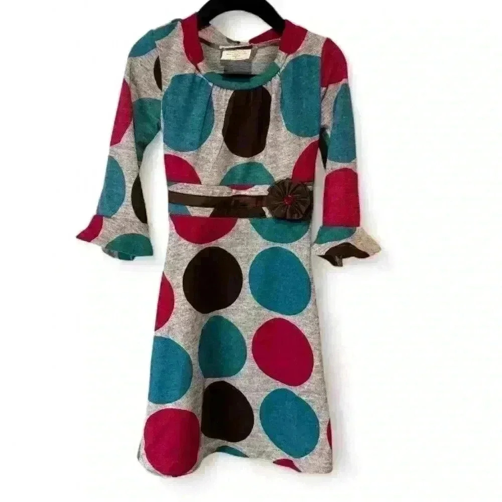 Rare Too Girl's Size 5 Multicolor Polka Dot Knee Length Party Dress